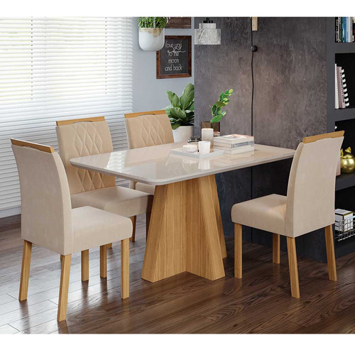Conjunto De Jantar Mesa Maite 130x80cm 4 Cadeiras Juliana