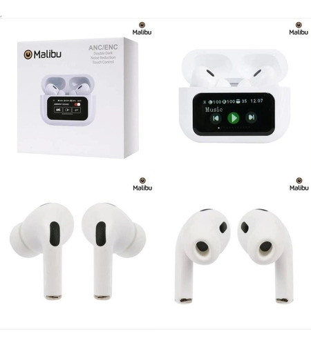 Aurculares Malibu Bluetooth Pantalla Tacti Android Ios Blanco