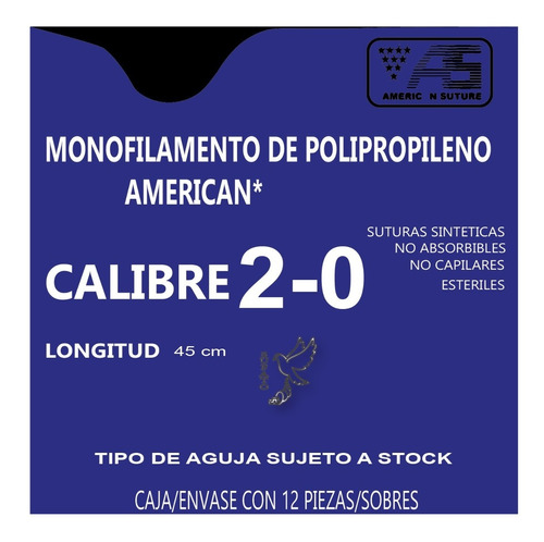 Hilo Sutura Monofilamento De Polipropileno American 2-0 45cm