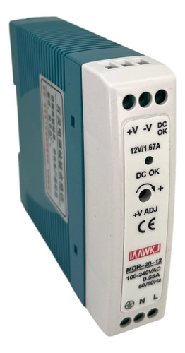 Fonte Chaveada Mdr-20-12 12v 1,6a Bivolt 20w P/ Trilho Din35