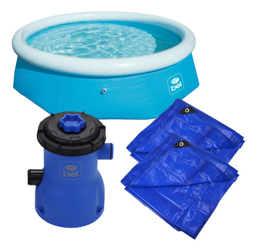 Kit Piscina Inflável 2700l Bel + Lonas 3x3 + Filtro Piscina