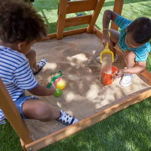 Casita De Madera Infantil Resbaladilla Columpios Didáctico