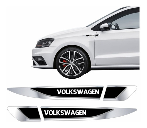 Par Emblema Adesivo Volkswagen Vw Resinado Cromado Aplique Lateral Res20 Fgc