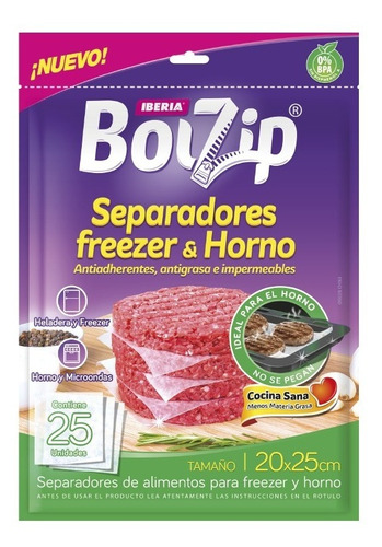 Separadores Bolzip Antiadherentes Para Freezer Y Horno 25u.