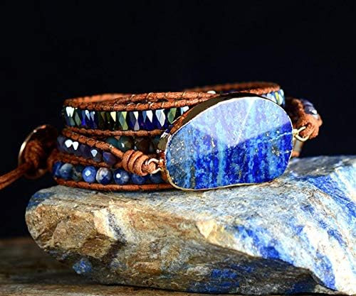 Zosojona Starto Boho Wrap Pulseras Natural Jasper Cristal Pi