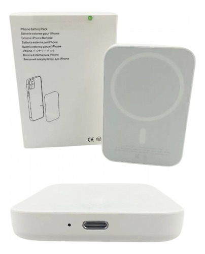 Carregador Indução Power Bank Sem Fio Compatível C/ Iphone Branco