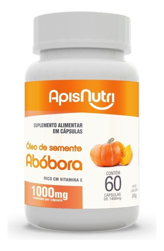 Óleo De Semente De Abóbora 1400mg Apisnutri - 60 Cápsulas