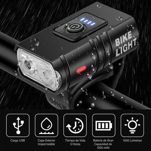 Imagen 2 de 7 de Luces Delanteras Y Traseras A Prueba De Lluvia P/bicicleta