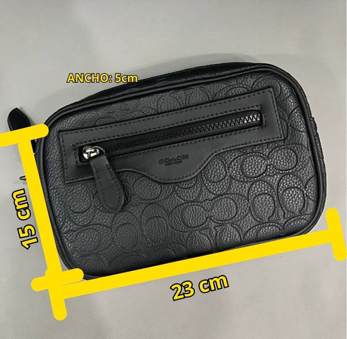 Neceser Cosmetiquera Unisex Sobaquera Con Cierre Y Muñequera Negro Grabado