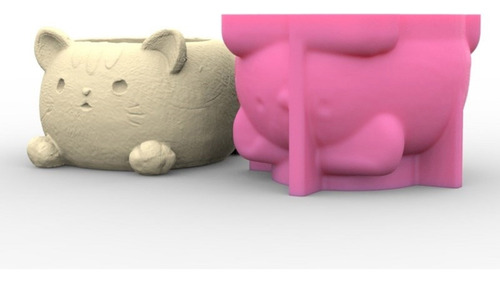 Molde De Silicona Para Macetas Con Forma De Gato, Resina Epo