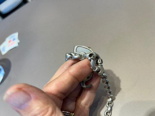 Collar Rolo Plata Y Dije Elefante 925 Marquesitas Y Nácar Plateado (Usado)