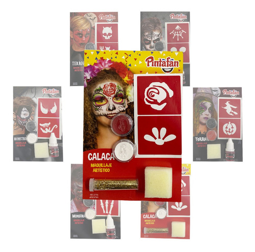 Kit Maquillaje Artistico 2 Pinturas Muertos Halloween Niña C