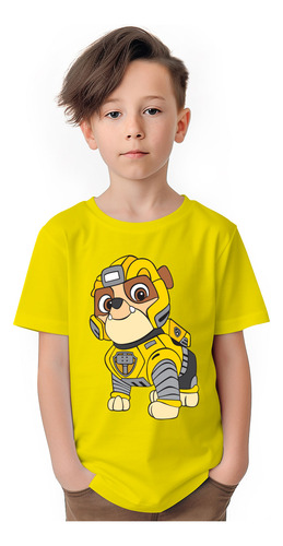 Polera Niños Paw Patrol Rubble Mighty Algodon Wiwi