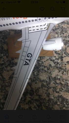 Maqueta Avión Gol Boeing 737 40cm Con Base Madera