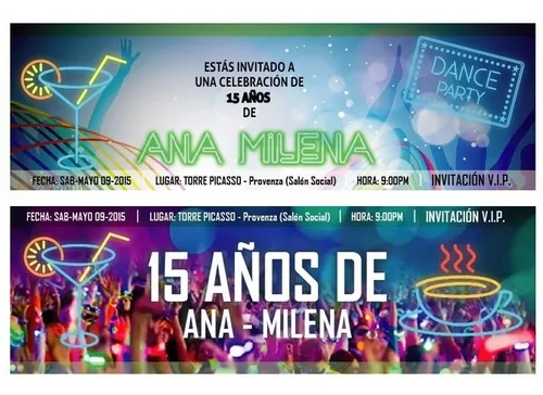 Invitaciones A Fiesta De Cumpleaños Neon Glow