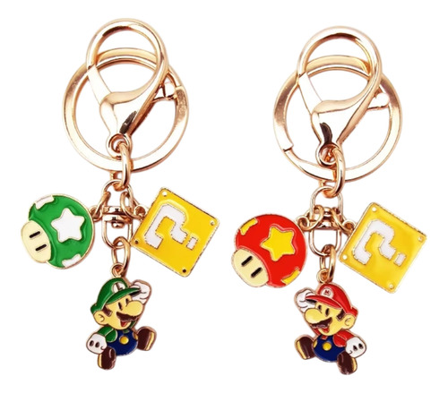 Llavero De Super Mario Bros Y Luigi - Kit 2 Llaveros Metal