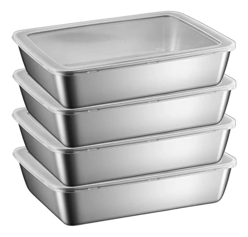 New 4pcs Recipientes De Alimentos De Acero Inoxidable, I
