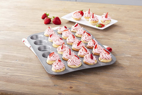 Molde X24 Mini Muffins Antiadherente Cupcakes Magdalenas Color Negro