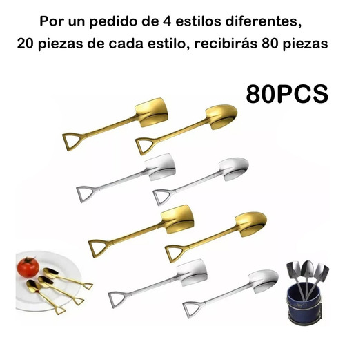 A Juego De Cucharas De Postre En Forma De Pala, 80 Piezas