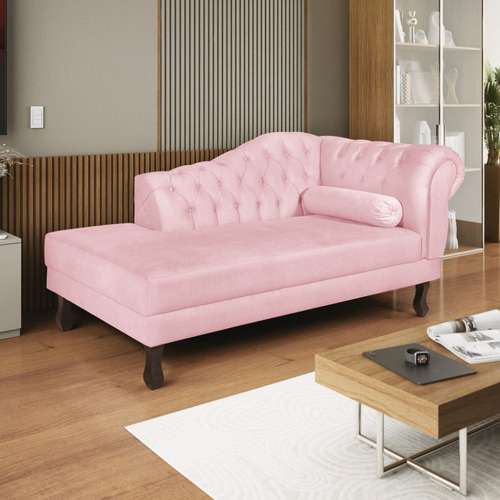 Diva Recamier Dora 130cm Lado Esquerdo Suede Rosa Ib