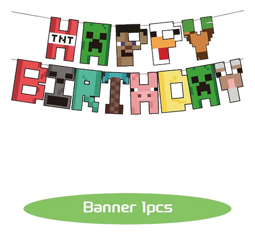 Kit Cumpleaños Minecraft Cotillon Mas Globos Fiestas