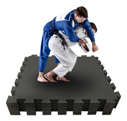 Tapete Tatame 1x1 20mm Bicolor- Preto E Cinza