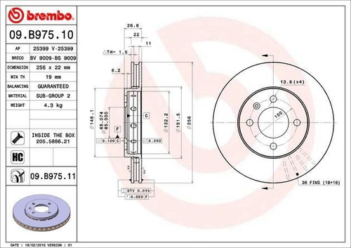 Imagen 2 de 3 de Discos Delanteros (2) Brembo Ventilado Vw Gol 13-19 Up!