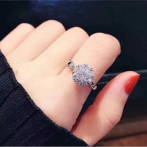 Anillo Giratorio De Diamantes De Plata De Ley 925 Y 925...