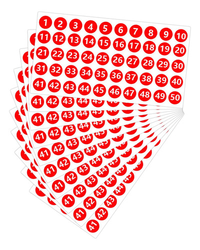 Pegatinas Numéricas, Etiquetas Redondas Para Sobres, Rojo