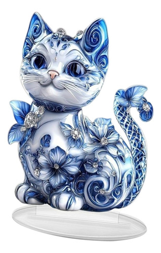 Decoración De Mesa Acrílico De Adornos De Gatito 2d