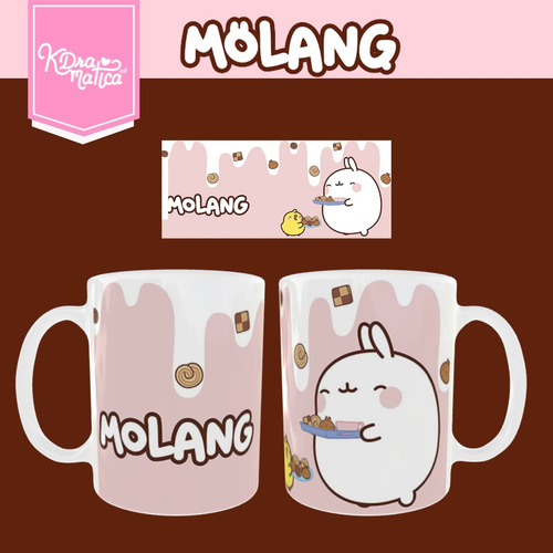 Taza De Cerámica Conejo Molang Y Pollito Piu Piu Fanmade Blanco Sweet