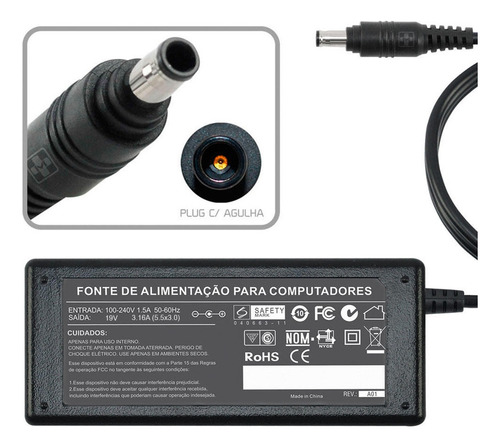 Carregador Para Samsung Ativ Book 2 Np270e4e 60w S555