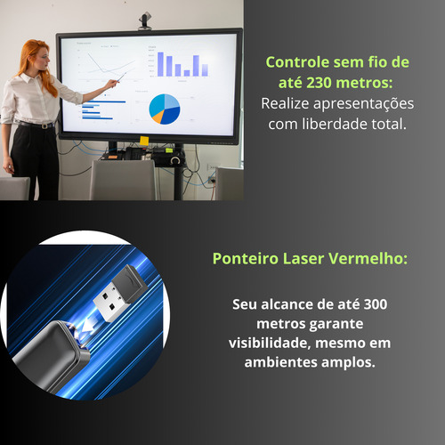 Apresentador De Slides Passador Com Laser Controle Sem Fio