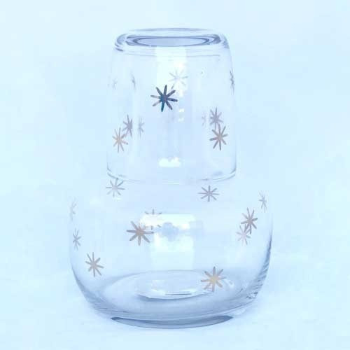 Imagen 3 de 3 de Jarra De Agua Noche Estrellas Grabado Dorado Chico 500ml