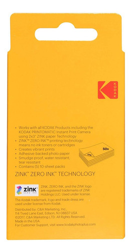 Papel Zink Kodak Premium 2x3, 100 Hojas Con Funda Blanda