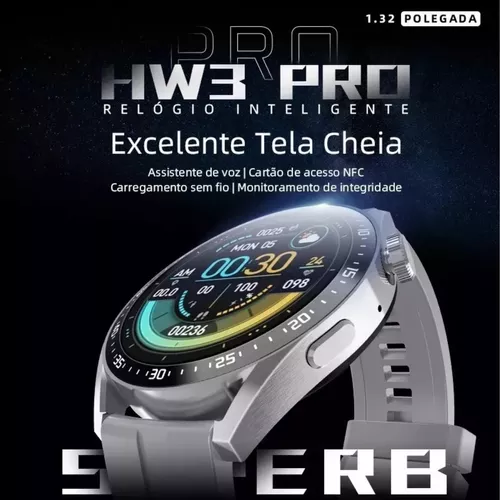 Relogio Digital Masculino Smart Watch Redondo Hw3 Max Brinde