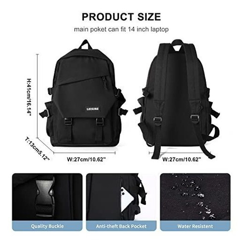 Mochila Escolar Impermeable De Viaje Negra Para Chicos