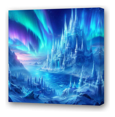 Cuadro 20x20cm Castillos Cristal Aurora Boreal Kingdom