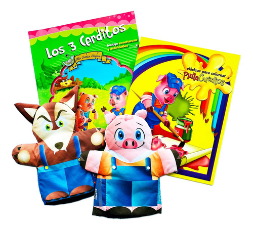 Los Tres Cerditos Cuento Ilustrado Con Dos Títeres Y Audioli