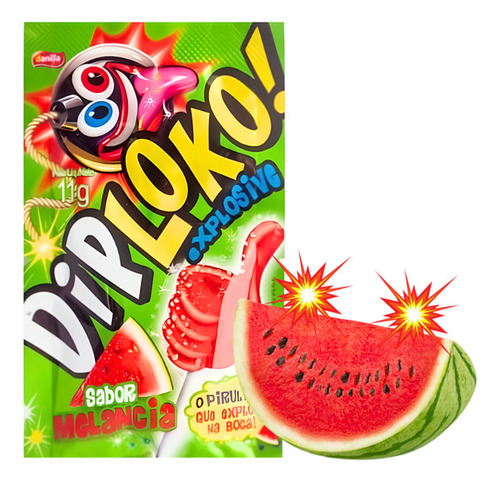 Pirulito Com Bala Explosiva Sab. Melancia 11g Dip Loko China