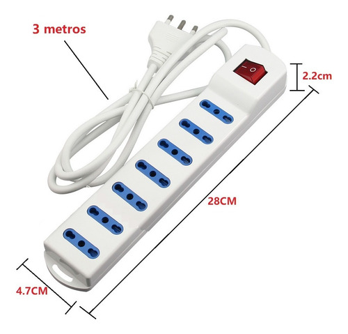 Alargador Zapatilla Con Switch 7 Posiciones 3 Metros/ 009031