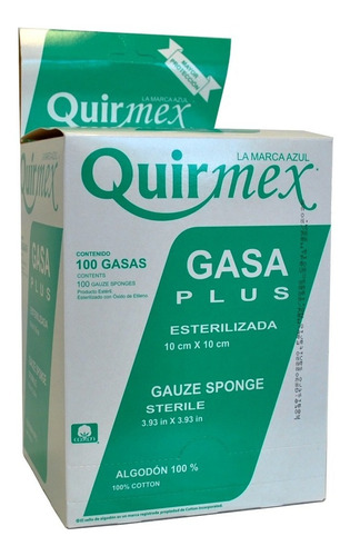 Gasa Estéril 10x10cm 100 Pzs Plus Quirmex