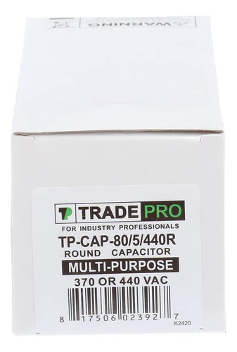 Tradepro 80+5 Mfd (microfaradios), 440 Voltios, Redondo, Dob