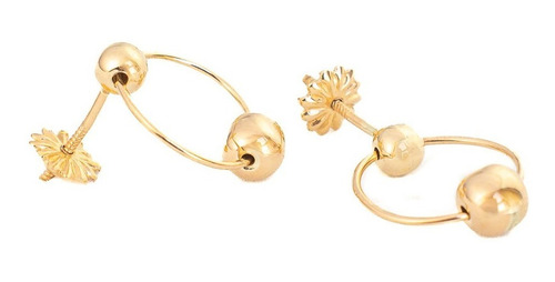  Aros Argollas Satélite En Oro 18k 11mm Aretes Para Mujer