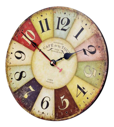 Reloj De Pared De Madera Gruesa 12 - Decor Retro Rural