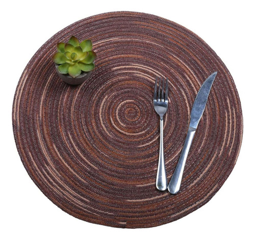 6pcs Mantel Individual Tejido Redondo Para Mesa De Comedor
