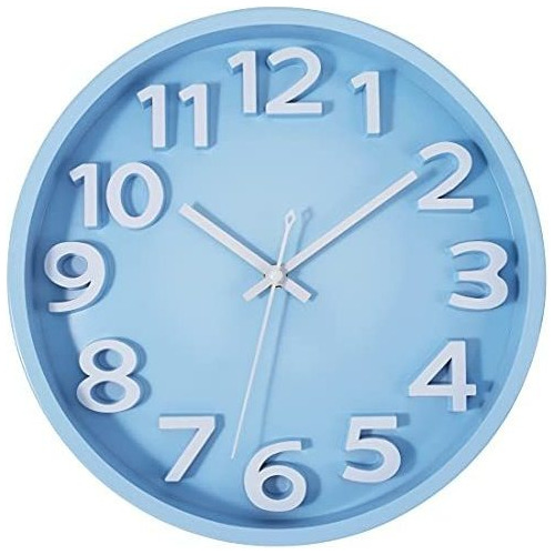 Reloj De Pared Moderno, Grande, Azul, Silencioso, Sin T...