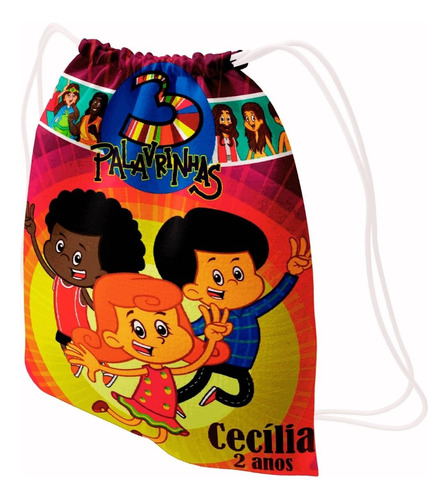 10 Mochila Saco Personalizada Lembrancinha 3 Palavrinhas