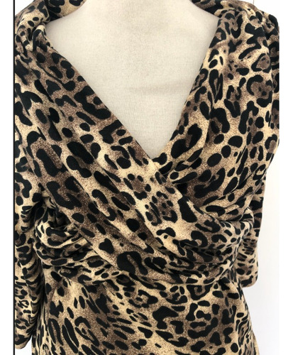 Sweater Top Elastizado Animal Print Leopardo Importado