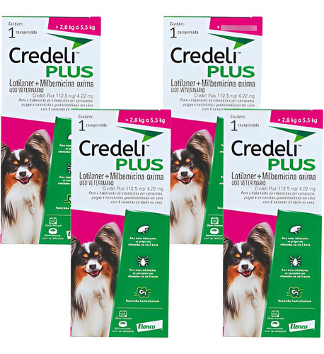 4 Credeli Plus Elanco Para Cães De 2,8 A 5,5kg - 1 Comp